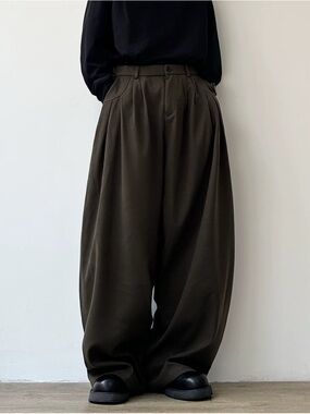 baggy pleated pants dark brown